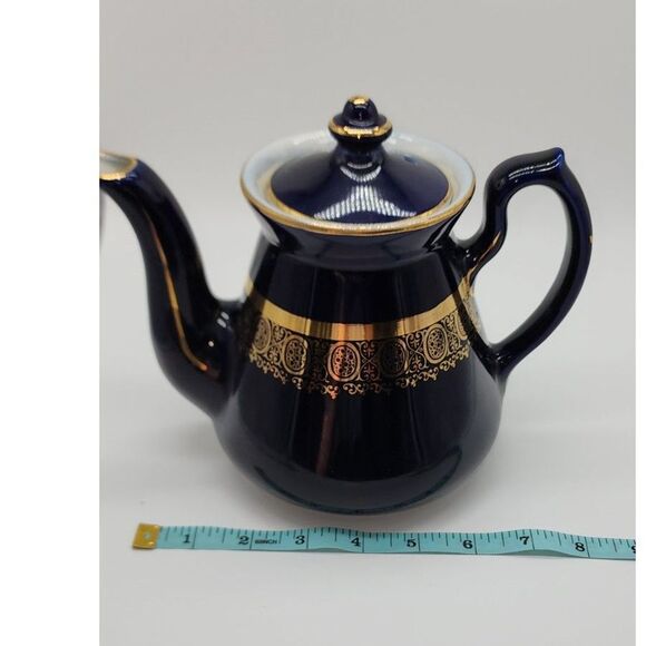 Vintage Hall Royal Blue & Gold Collectible Teapot 063X 6 Cup - Picture 5 of 9